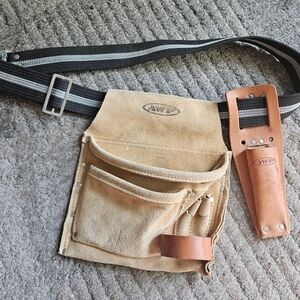 AWP Suede Leather Tool Belt Pouch w/ Plier Holder 44.5" Belt